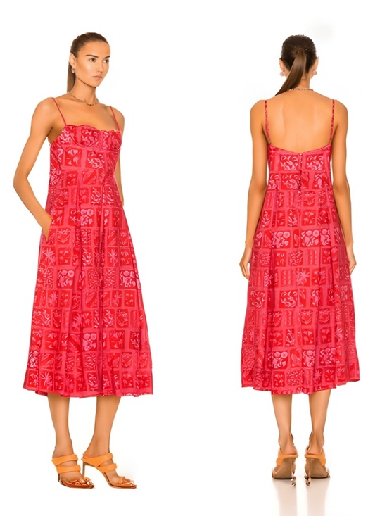 Agua By Agua Bendita Mambo Linen Floral Midi 
Dress Sz L MSRP $750 - Picture 4 of 10